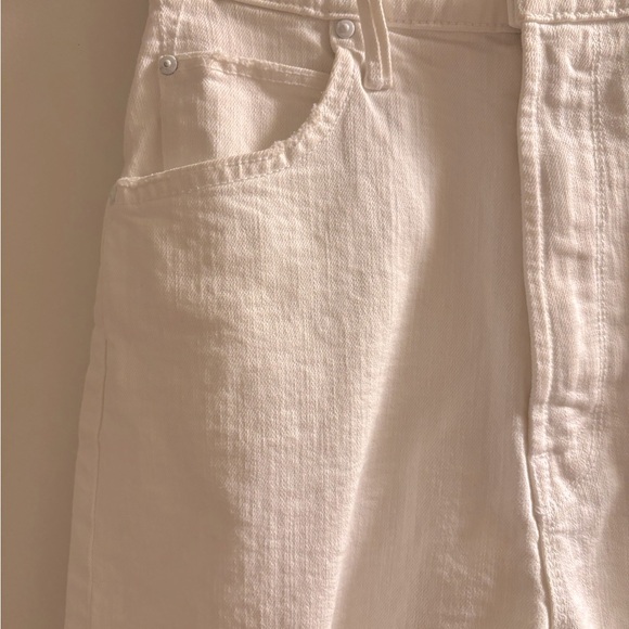 MOTHER High Waisted Tunnel Vision Cuff Fray Short 24 White - Picture 2 of 5